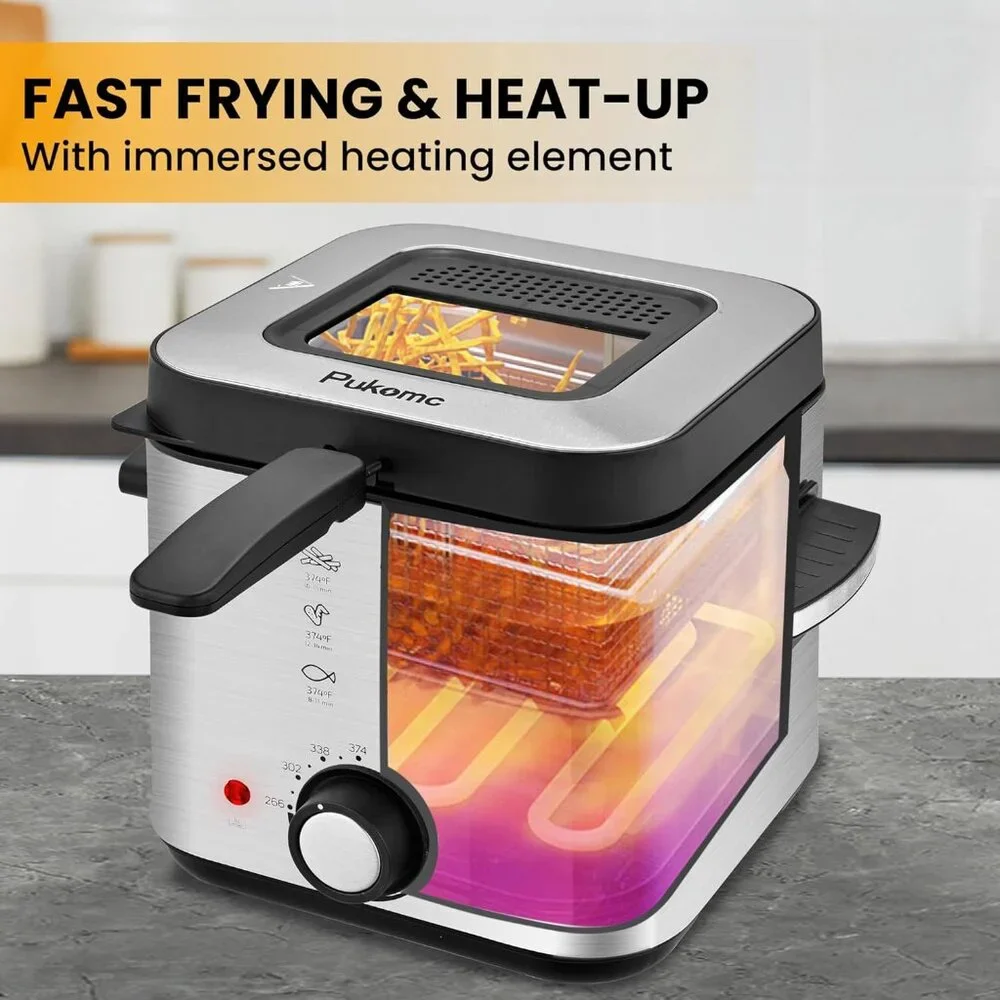 Deep Fryer 1.5L Cool Touch with Basket Nonstick Removable Lid